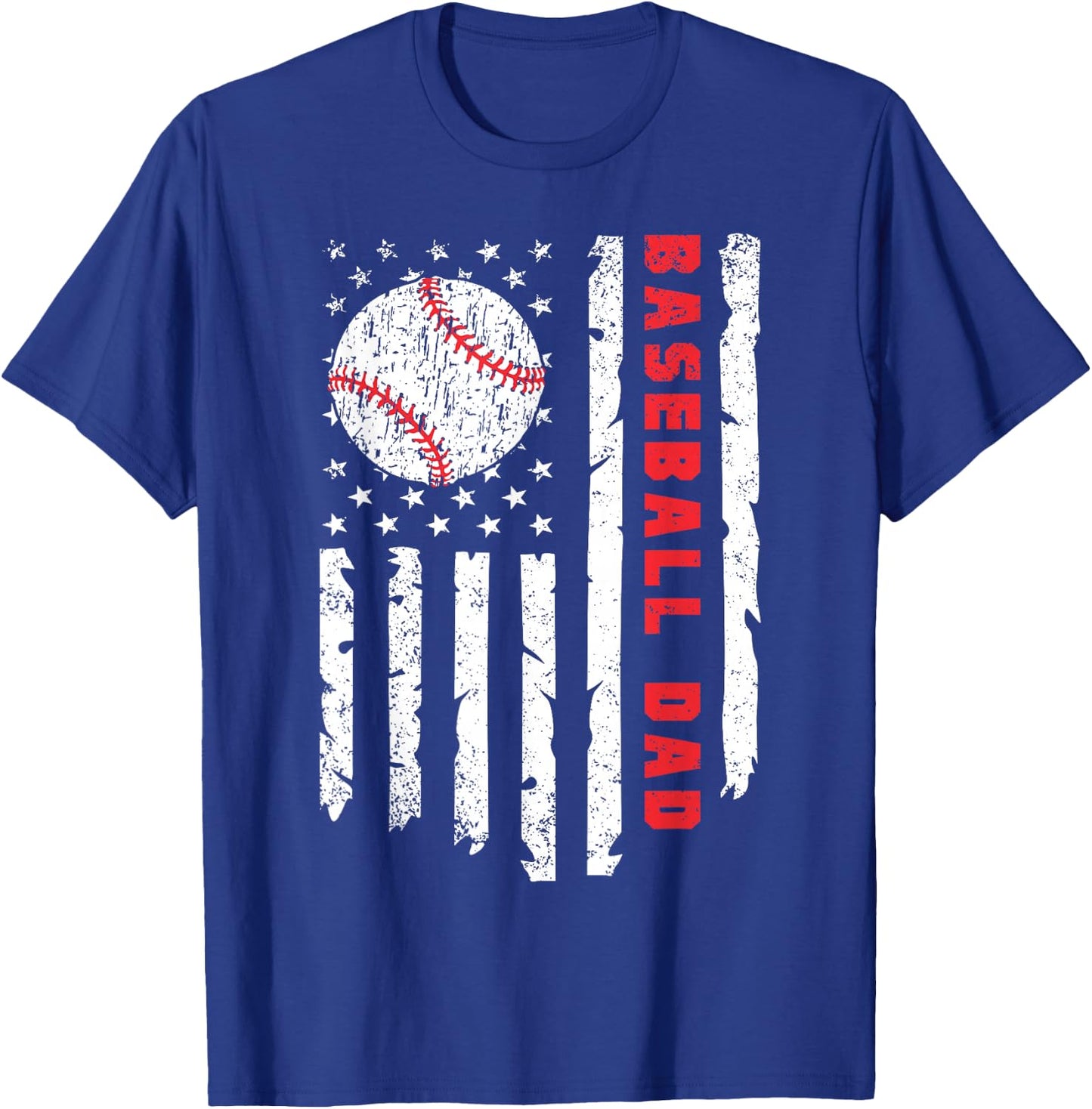 Baseball DAD USA American Flag Fathers Day 4th of July T-Shirt - T-Shirt | Royal