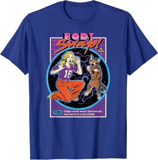 Steven Rhodes Cat Girl Body Swap 80's Retro Dark Humor T-Shirt - T-Shirt | Royal