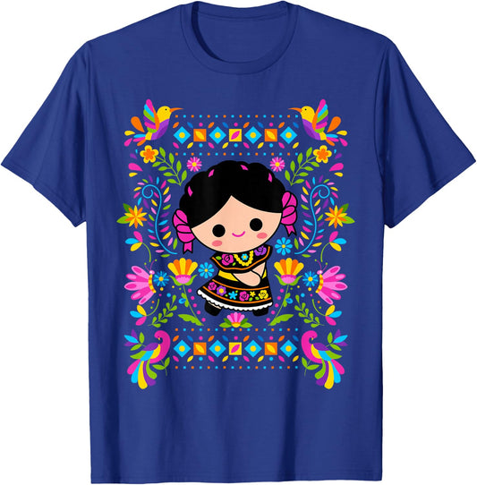 Viva Mexico Mexican Girl Kids Flag Independence Day Girls T-Shirt - T-Shirt | Royal
