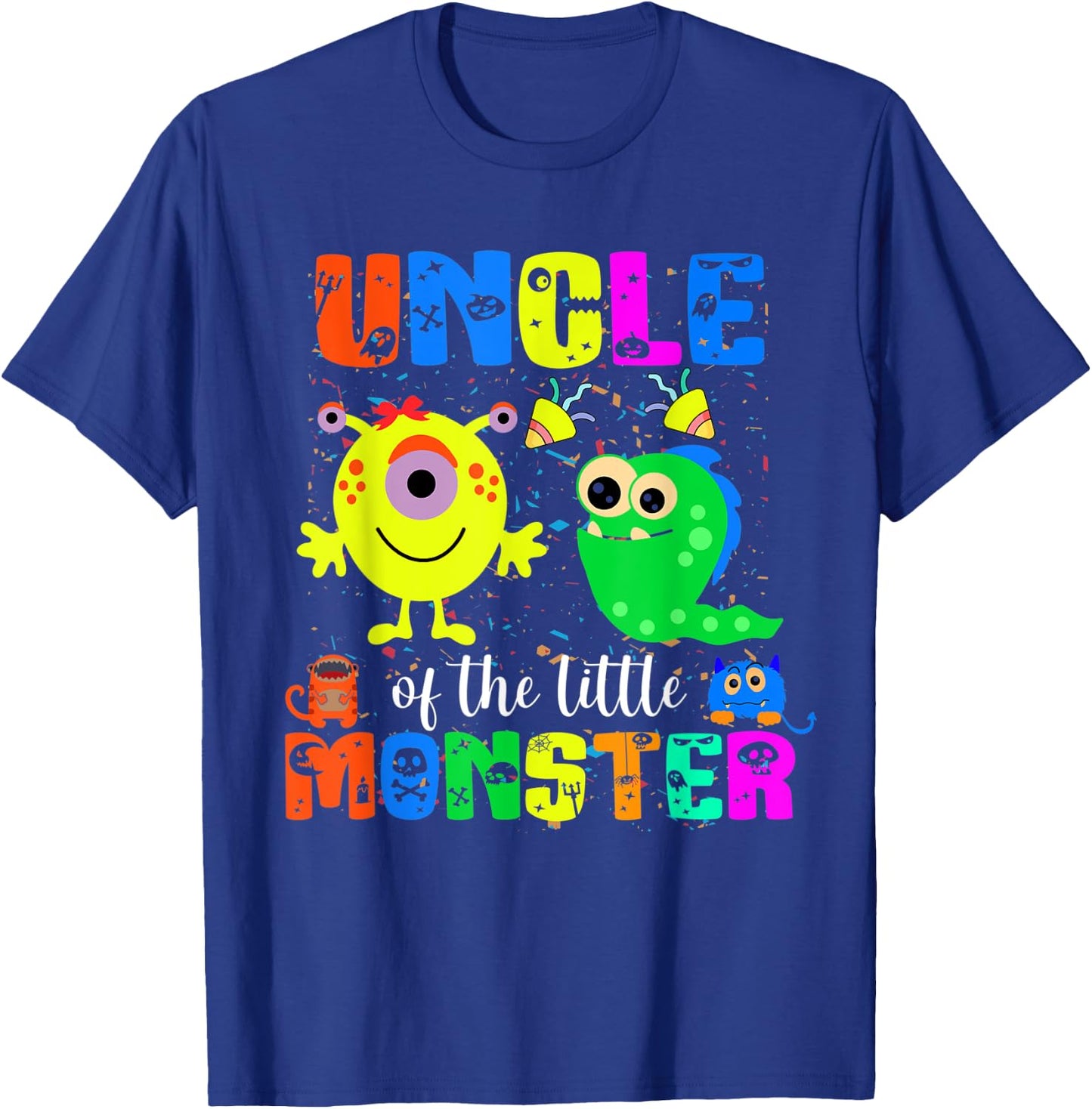 Uncle Of The Little Monster Themed Birthday Family Matching T-Shirt - T-Shirt | Royal