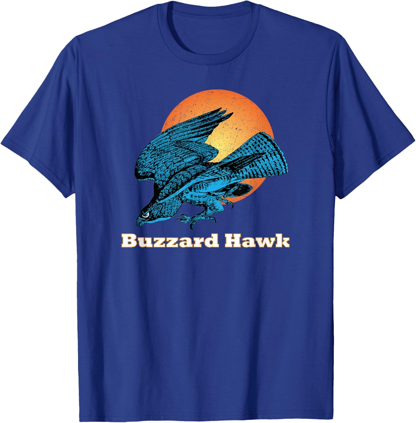 Happy Happy Halloween Blue Buzzard Hawk Orange Moon Light T-Shirt - T-Shirt | Royal