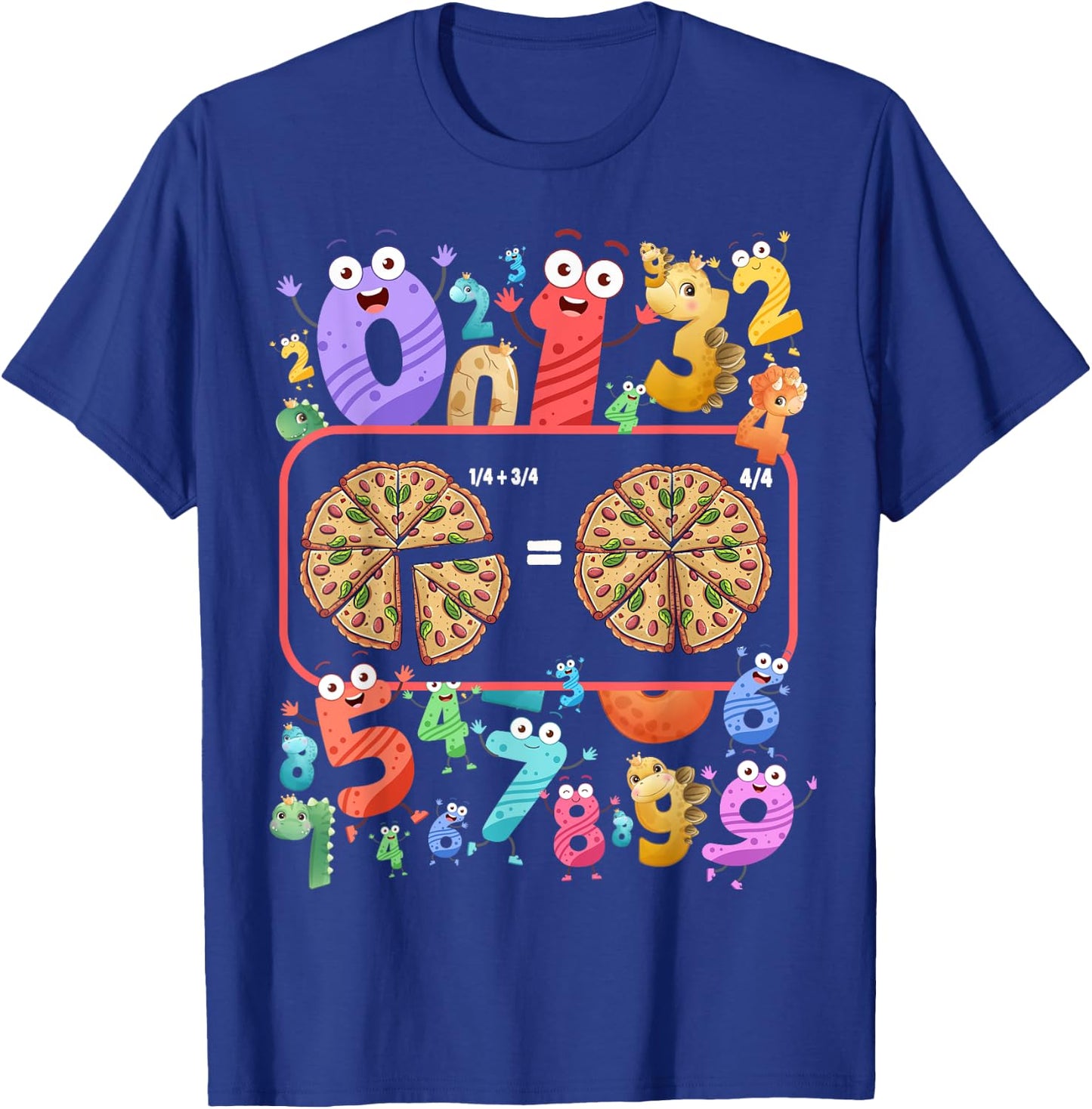 Maths Day Costume Idea For Kids & Pizza Numbers Fraction T-Shirt - T-Shirt | Royal