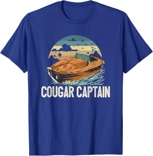 Cougar Captain Funny Boat Owner Lake Life Pontoon King T-Shirt - T-Shirt | Royal