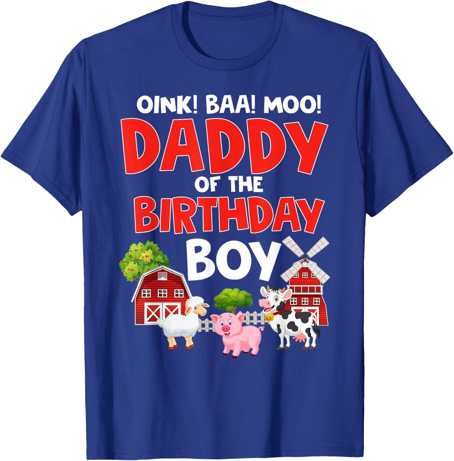 Daddy of The Birthday Boy Shirt Farm Animals Tractor Party T-Shirt - T-Shirt | Royal