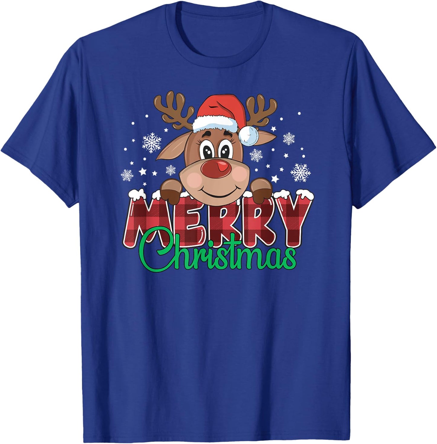 Merry Christmas Reindeer Xmas Family Men Women T-Shirt - T-Shirt | Royal
