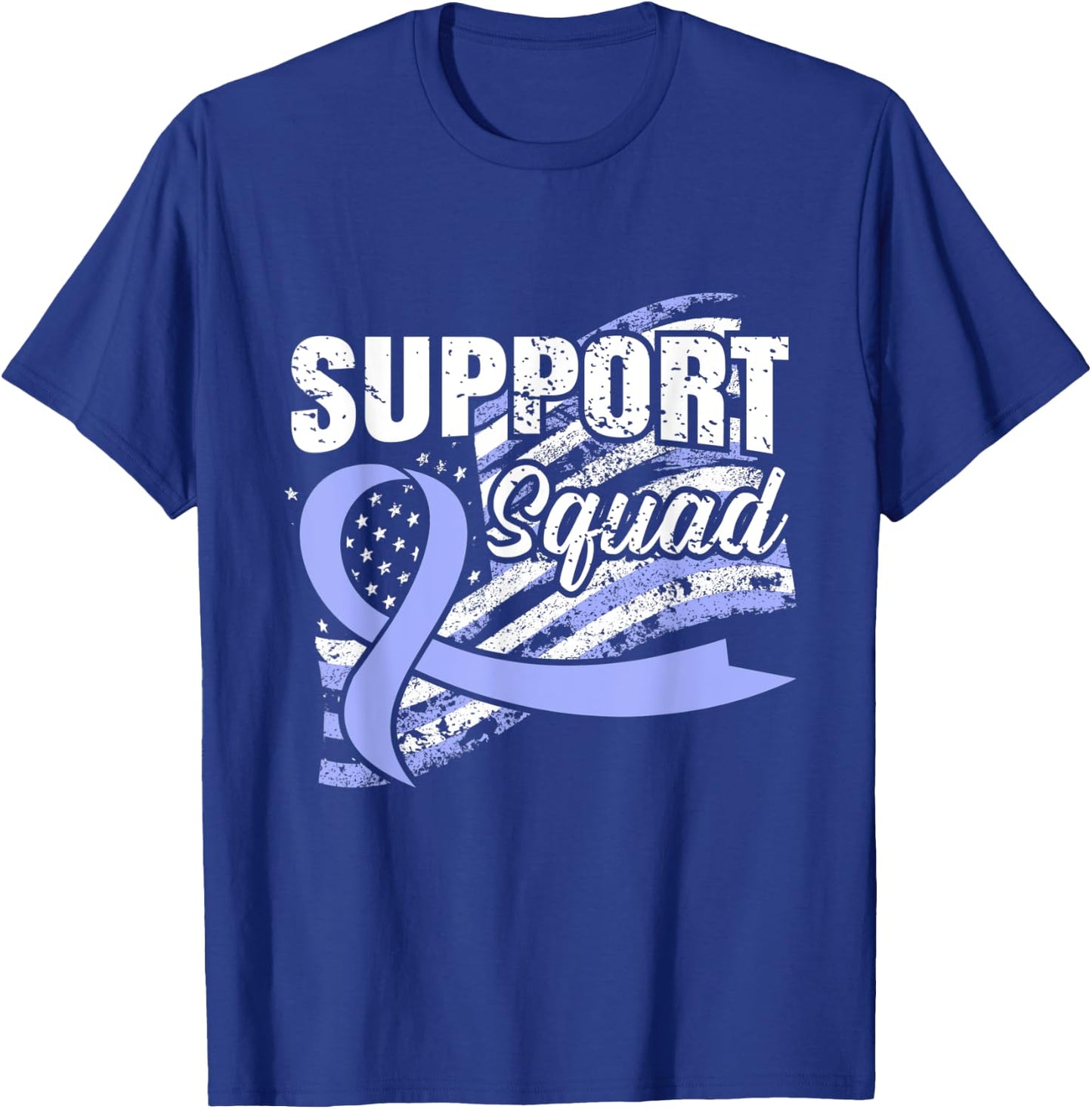 Esophageal Cancer Support Squad USA Flag Awareness Ribbon Women Men T-Shirt - T-Shirt | Royal