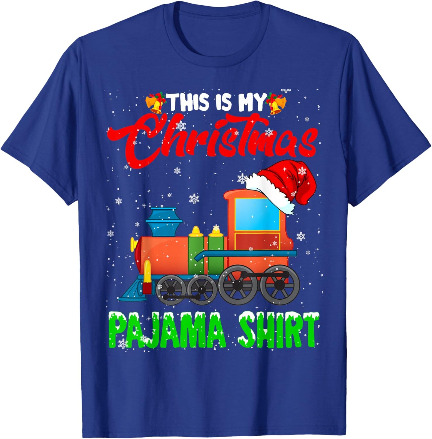 Christmas Pajama Funny Santa Train Farmer Kids Christmas T-Shirt - T-Shirt | Royal