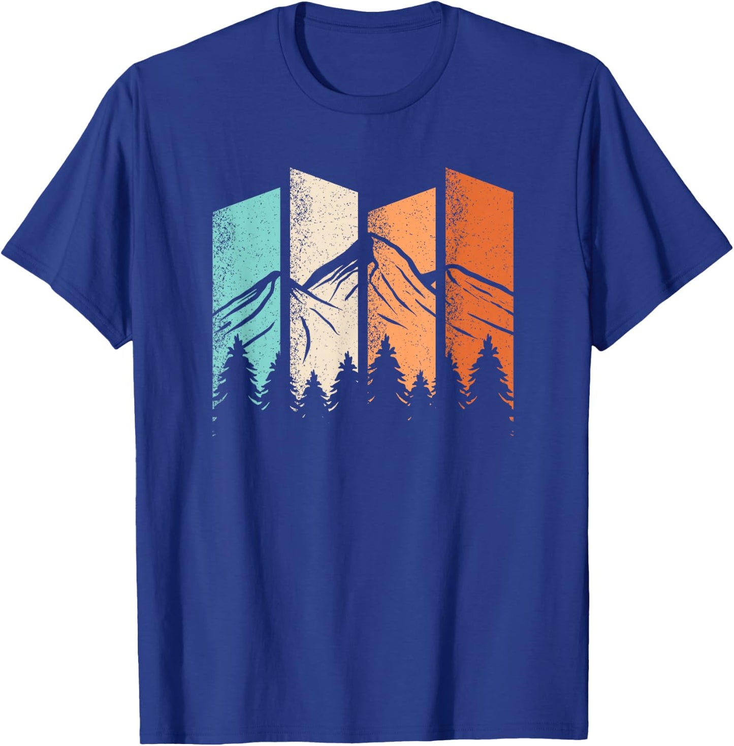 Retro Camping Hiking Nature Landscape Outdoor Men Women T-Shirt - T-Shirt | Royal