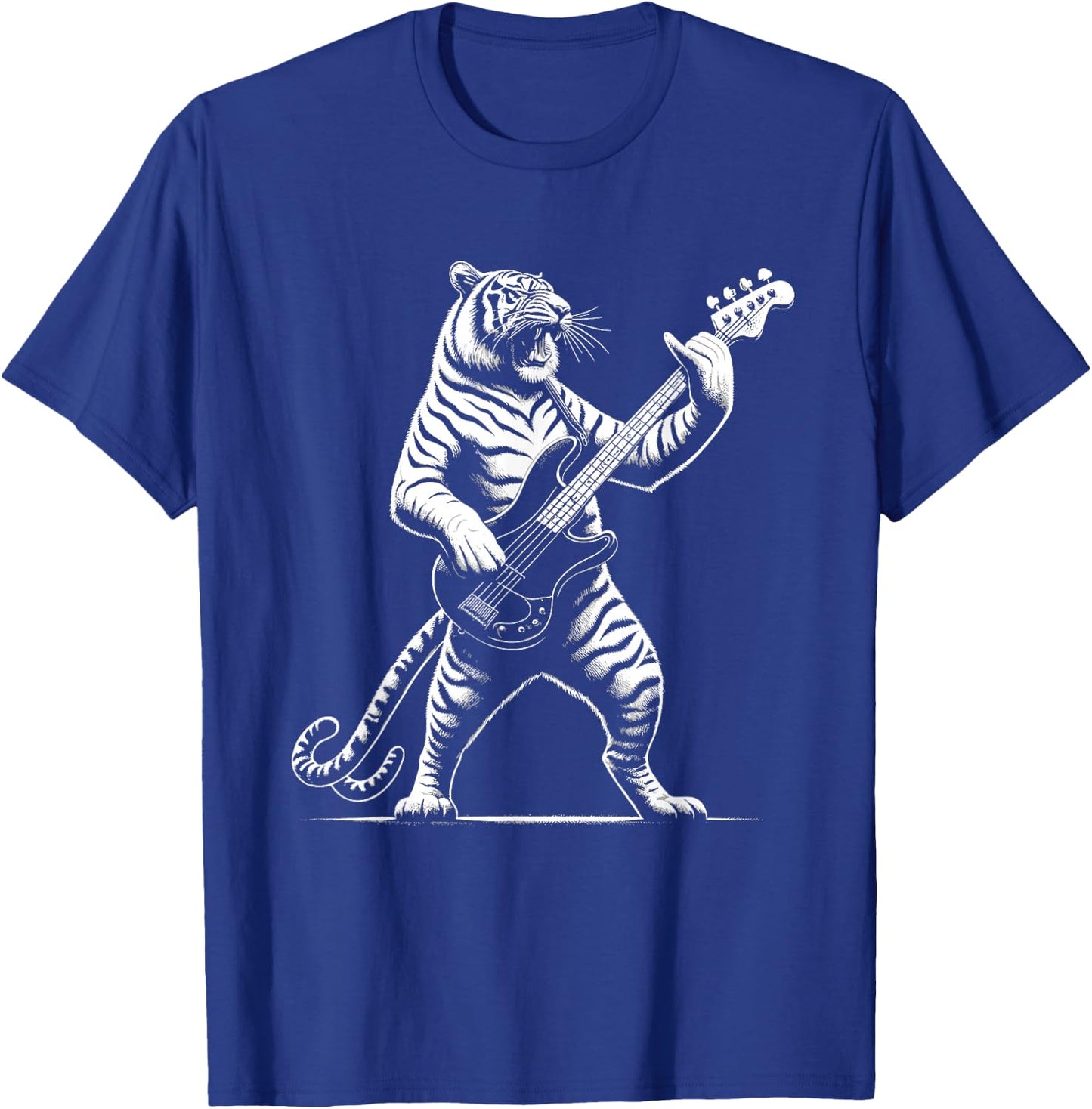 Rock n Roll Tiger Playing Guitar Funny Tiger T-Shirt - T-Shirt | Royal