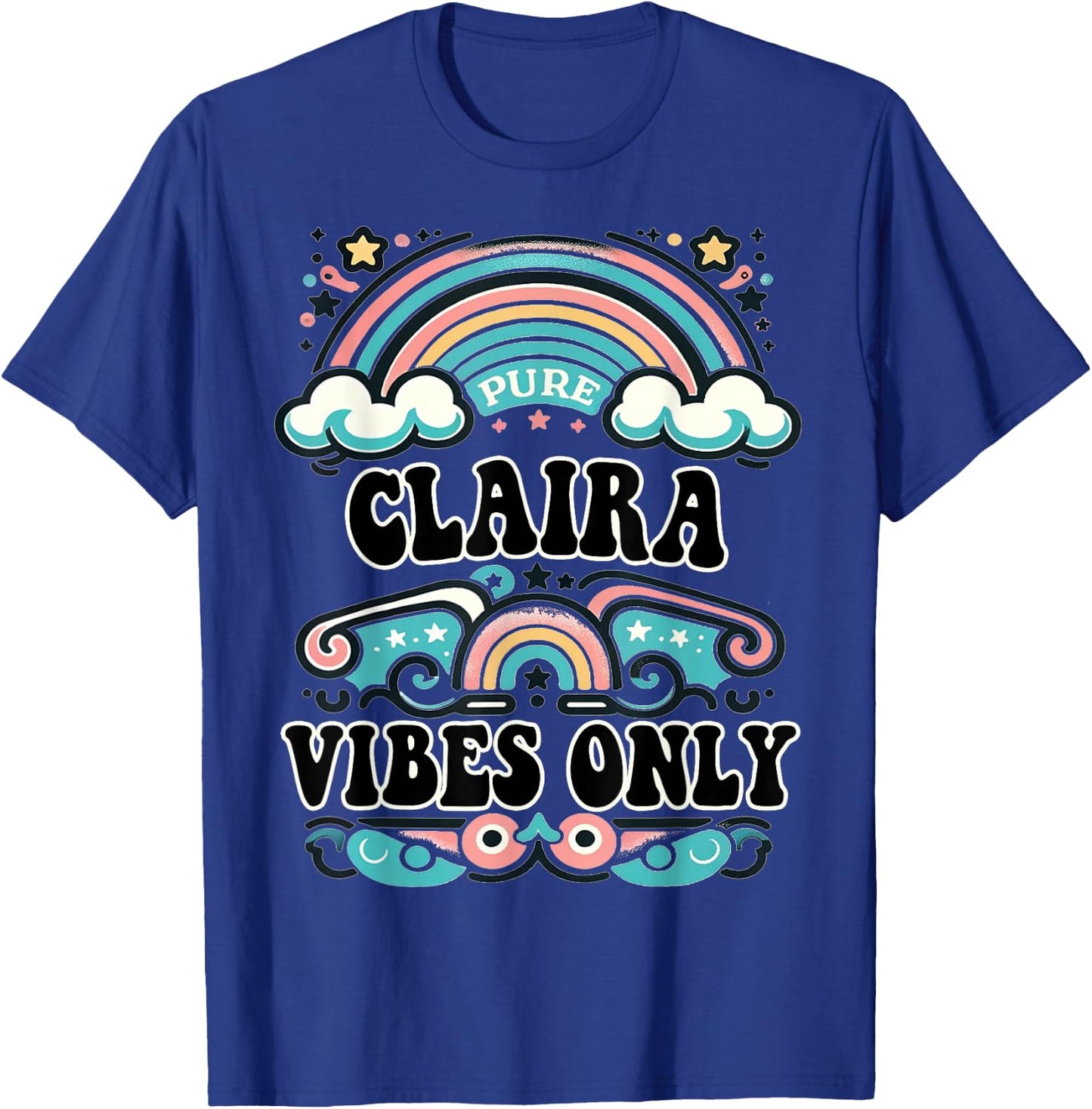 CLAIRA Vibes Only Cute Retro Girls CLAIRA Name T-Shirt - T-Shirt | Royal