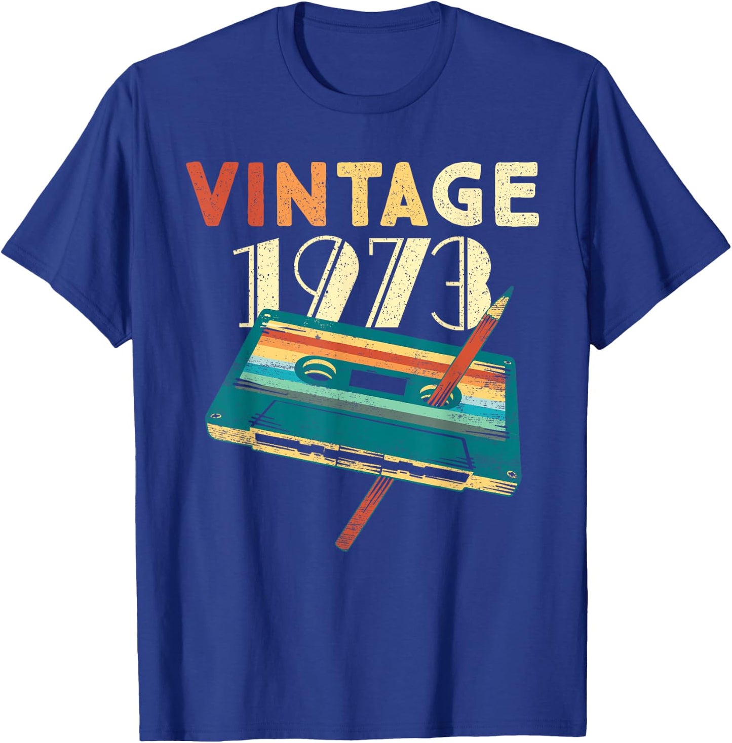 Vintage 1973 Music Cassette 52nd Birthday Gifts 52 Years Old T-Shirt - T-Shirt | Royal
