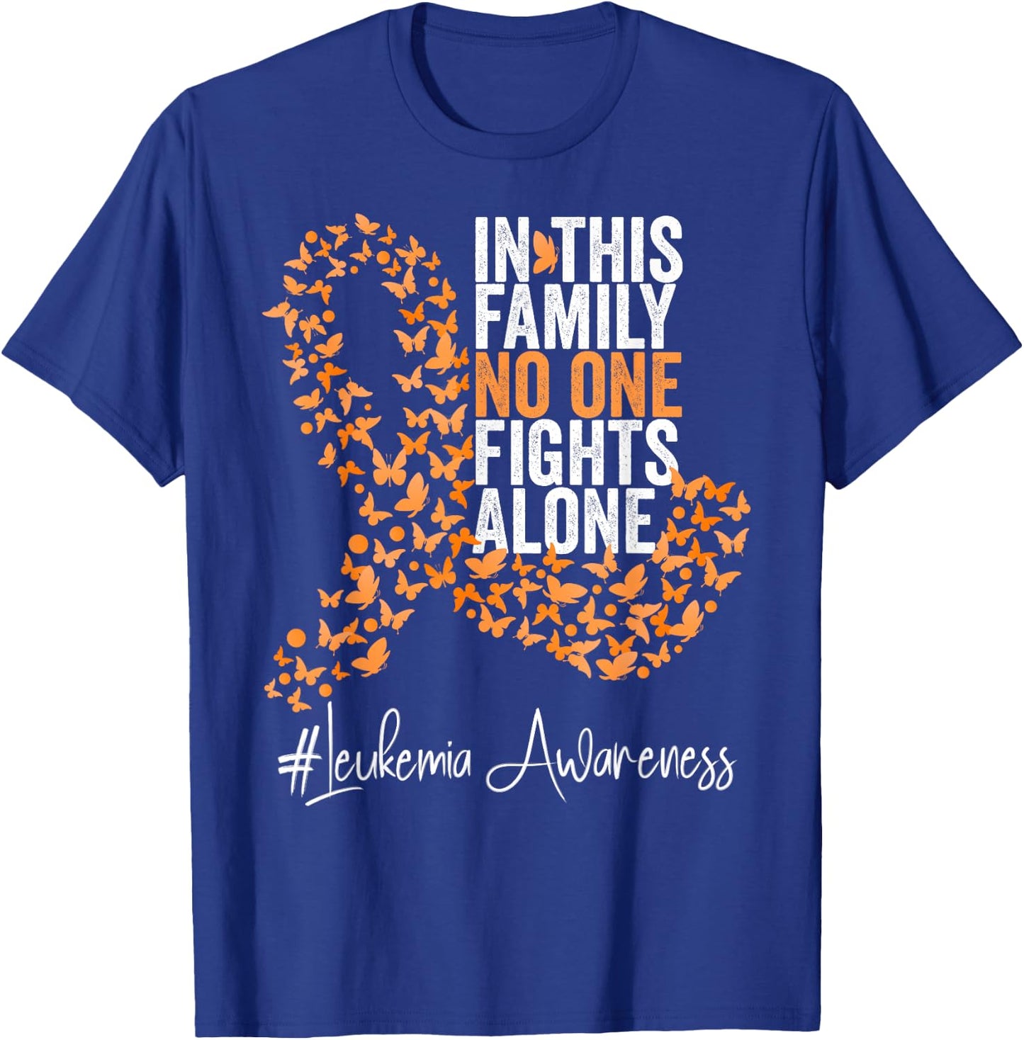 Leukemia Awareness Month Orange Ribbon Butterflies T-Shirt - T-Shirt | Royal