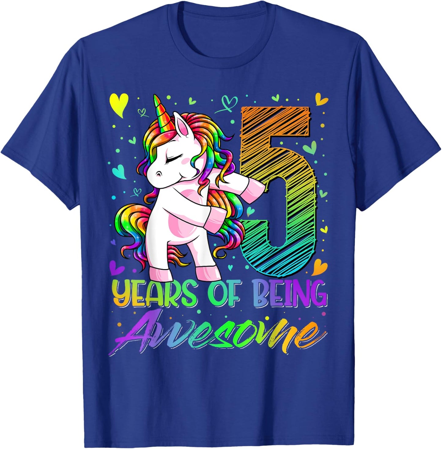5 Year Old Gifts Unicorn Flossing 5th Birthday Girl Party T-Shirt - T-Shirt | Royal