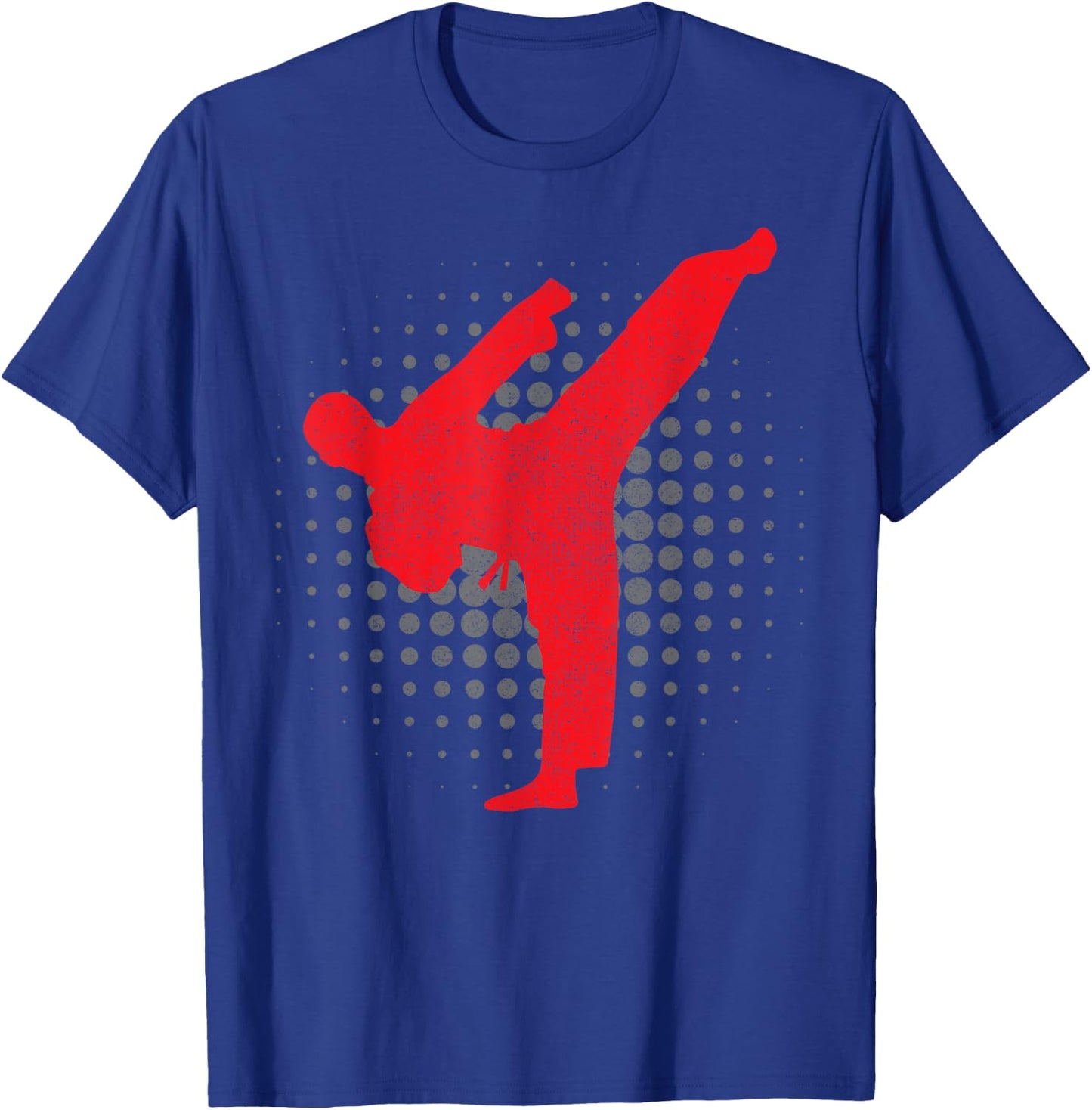 Taekwondo Kick Karate Boys Girls Martial Arts Vintage Dobak T-Shirt - T-Shirt | Royal