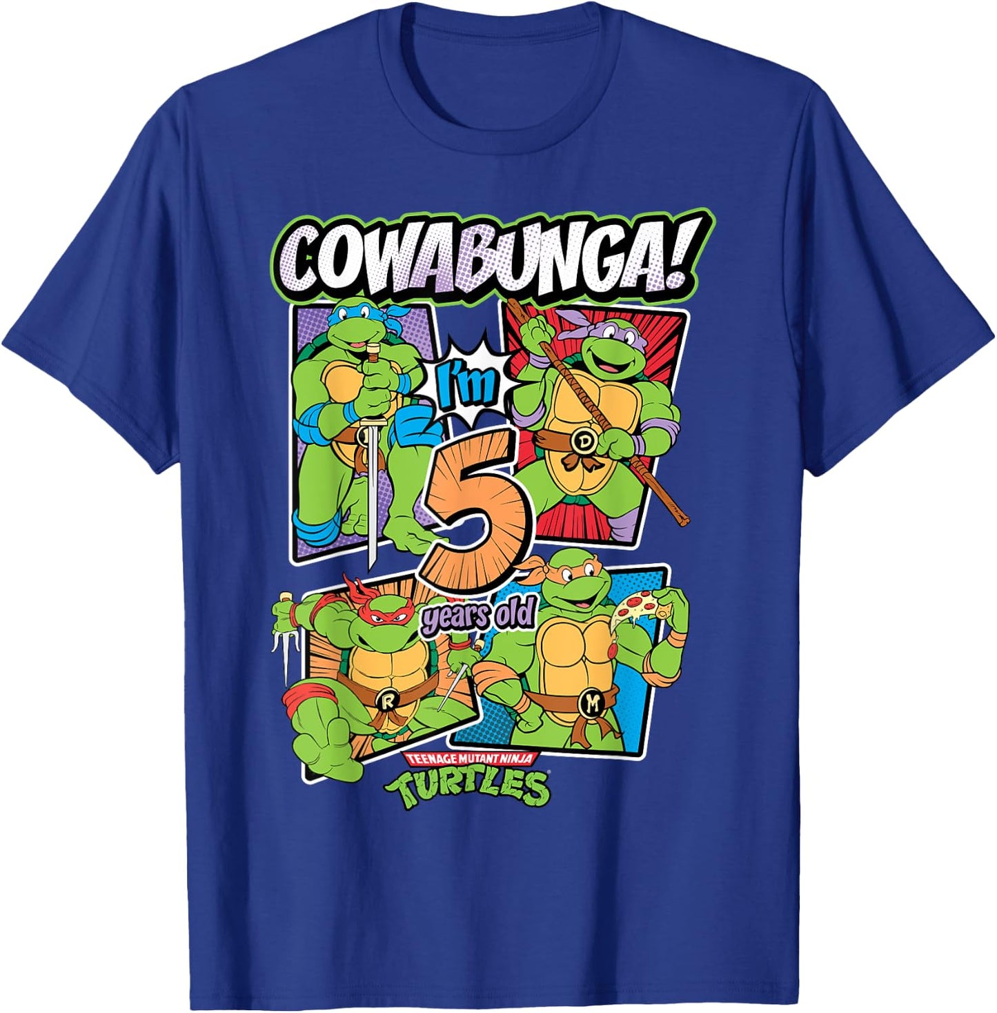 Mademark x Teenage Mutant Ninja Turtles - Cowabunga I'm 5 Years Old Teenage Mutant Ninja Turtles T-Shirt - T-Shirt | Royal
