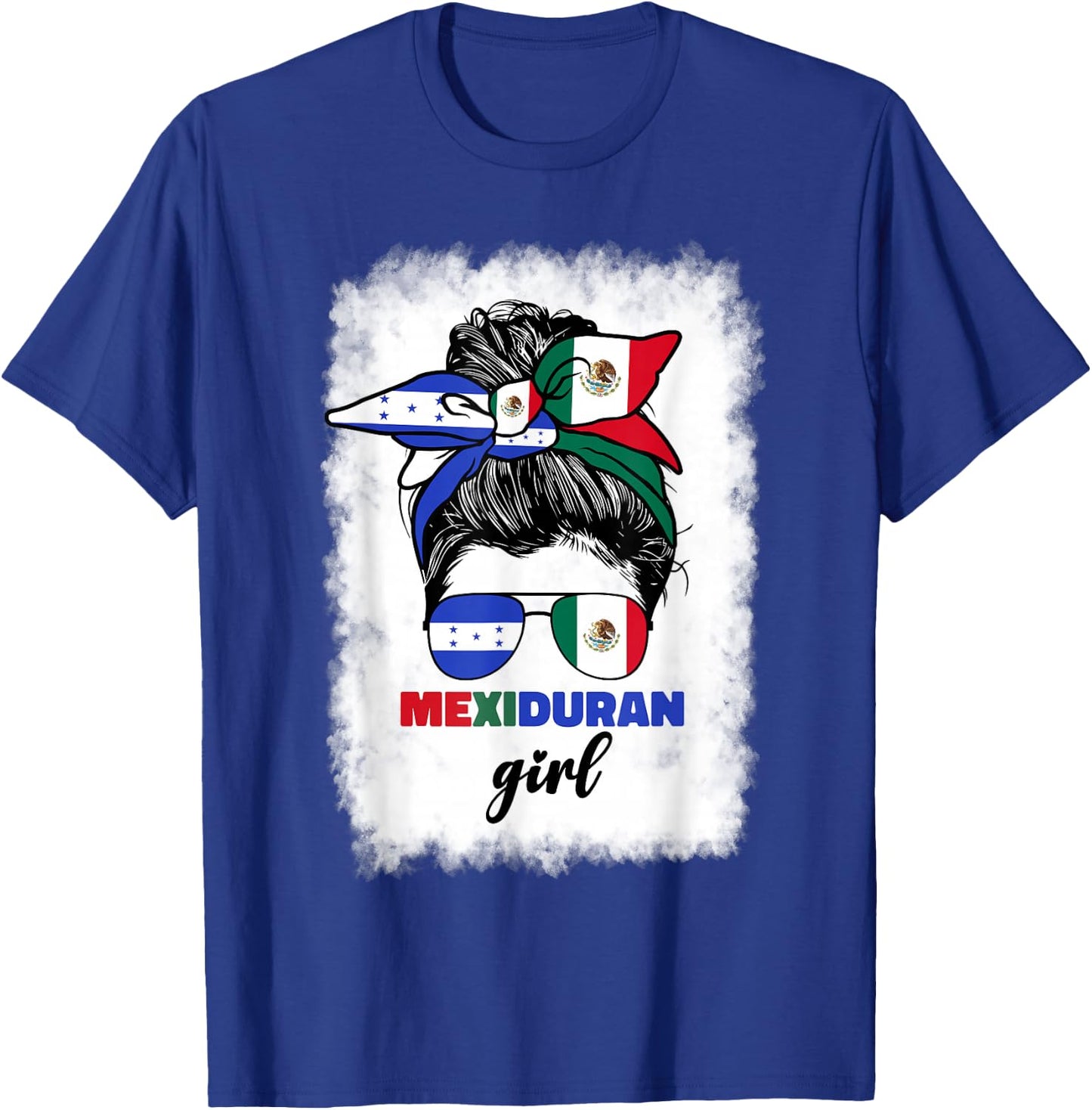 Half Mexican And Honduran Mexico Honduras Flag Girl T-Shirt - T-Shirt | Royal