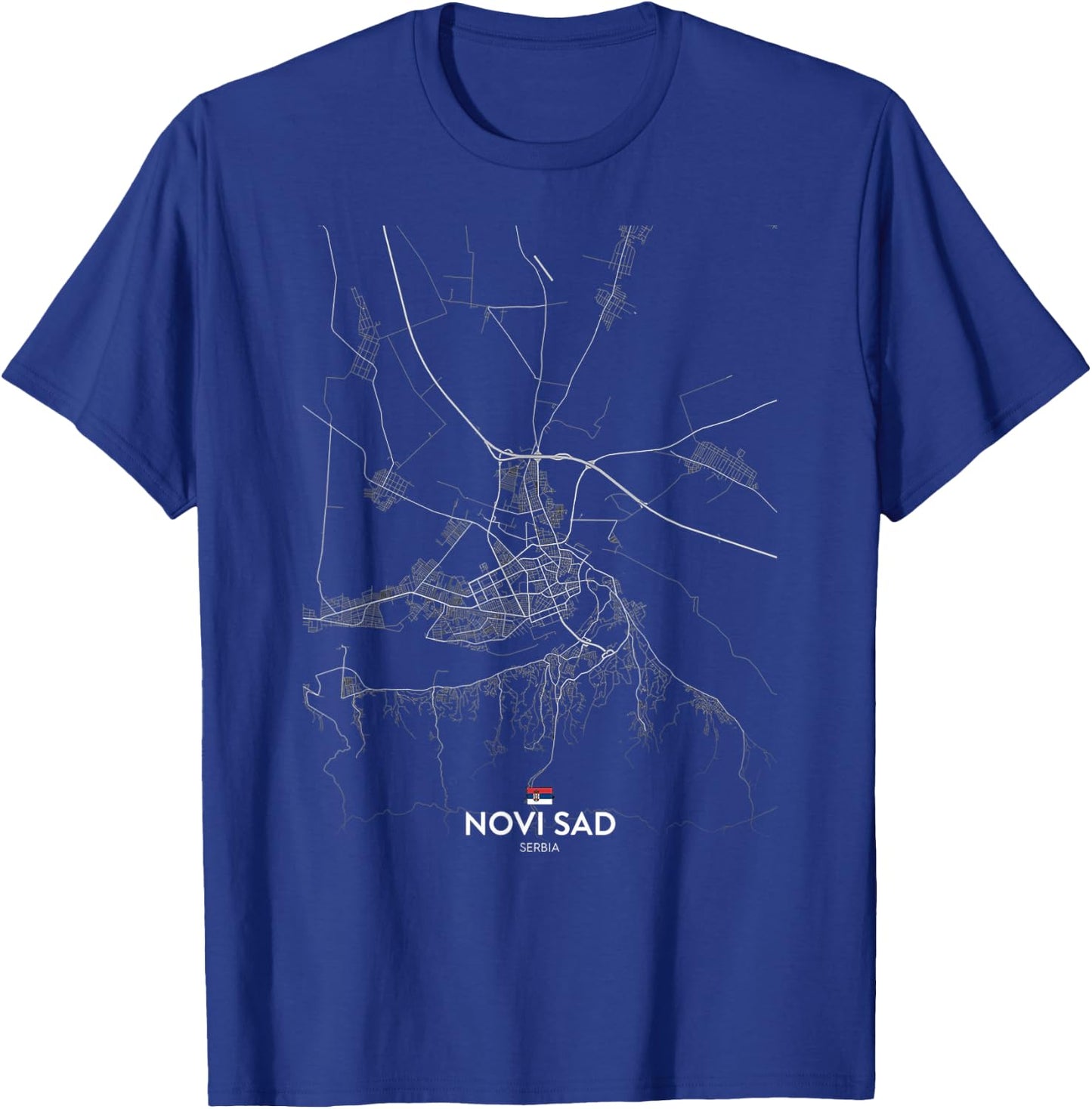 novi sad serbia City Travel souvenir Street Flag Map T-Shirt - T-Shirt | Royal