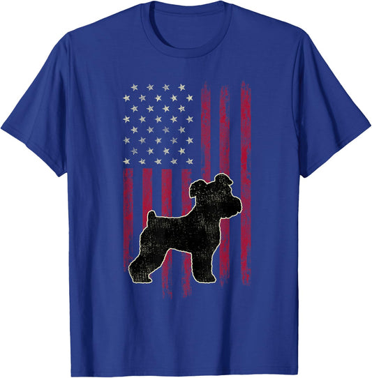 Miniature Schnauzer Dog Lovers American Flag 4th Of July Kids Men T-Shirt - T-Shirt | Royal