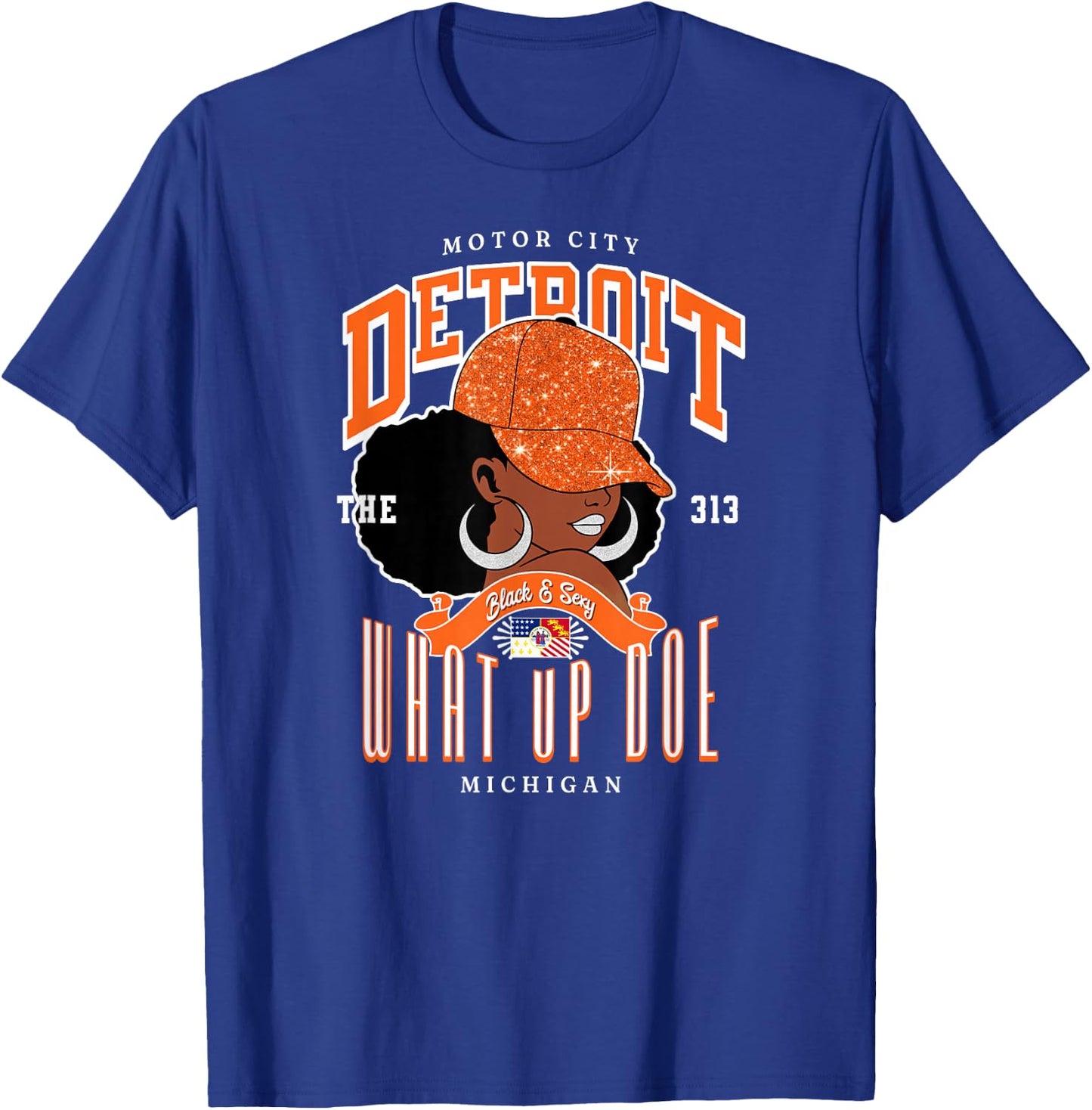 313 Detroit Area Code | Unapologetically Melanated T-Shirt - T-Shirt | Royal