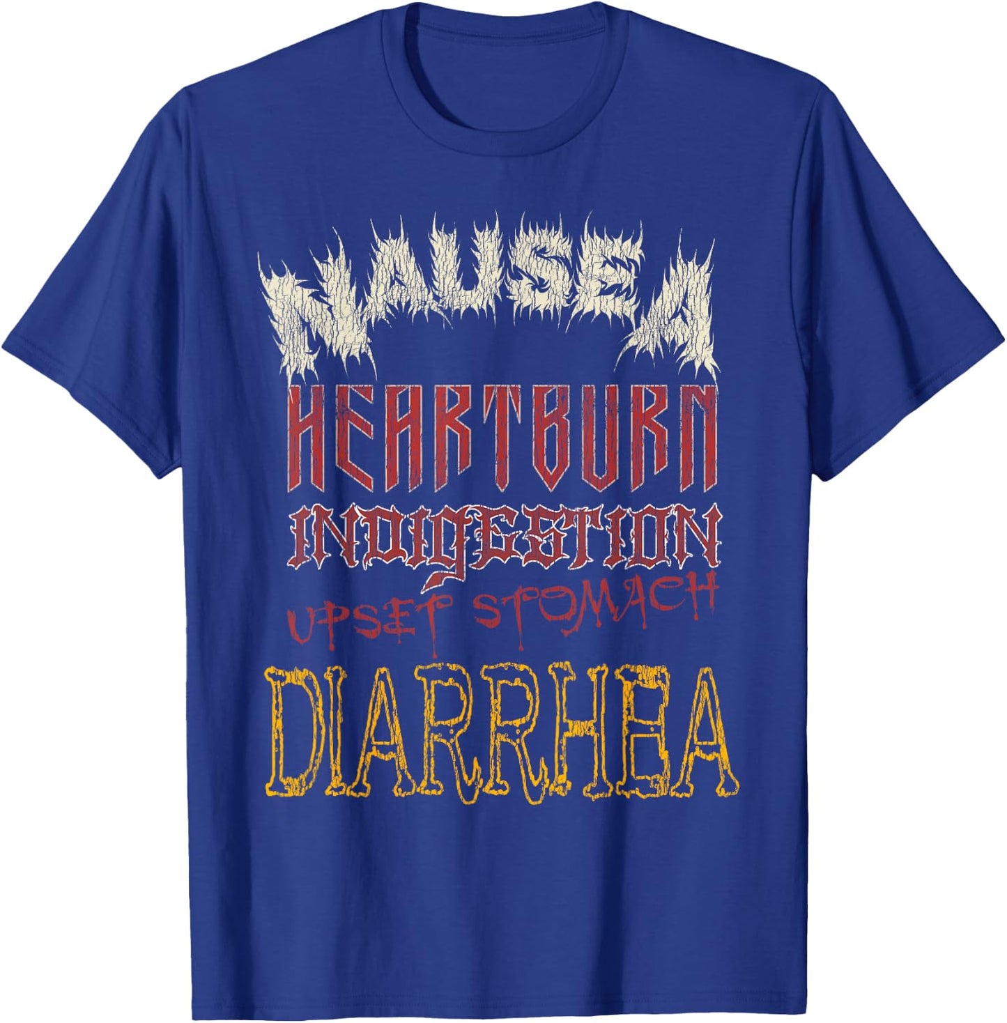 Thrash Metal Shirt, Funny Heavy Nausea Heartburn Concert T-Shirt - T-Shirt | Royal