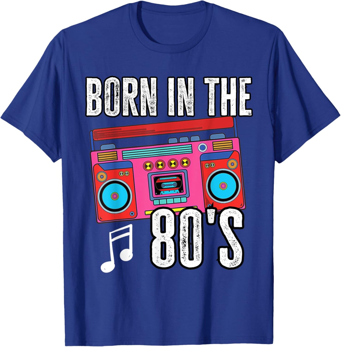 Born In The 80s Old School 80s 90s Retro Boombox Music T-Shirt - T-Shirt | Royal
