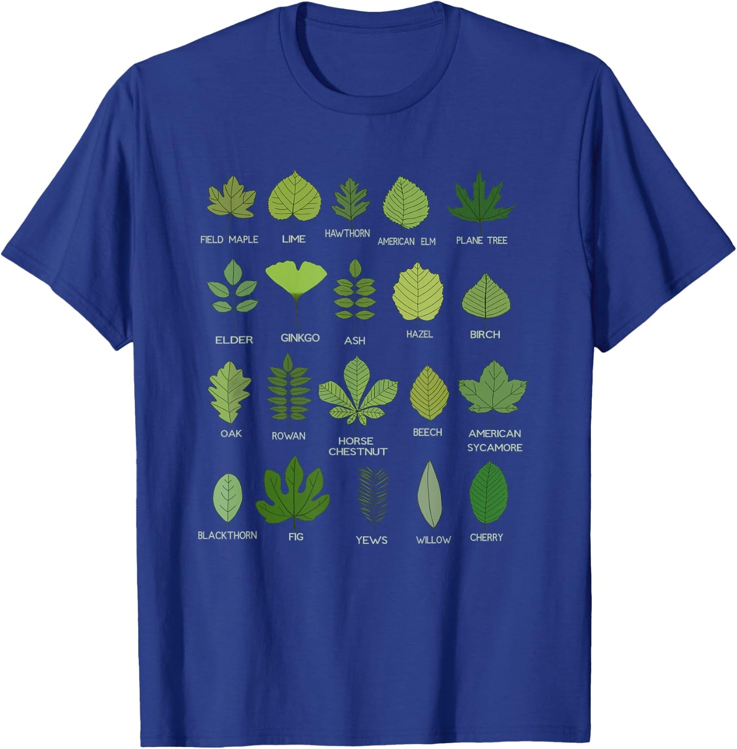 Leaf Identification Chart T-Shirt - T-Shirt | Royal