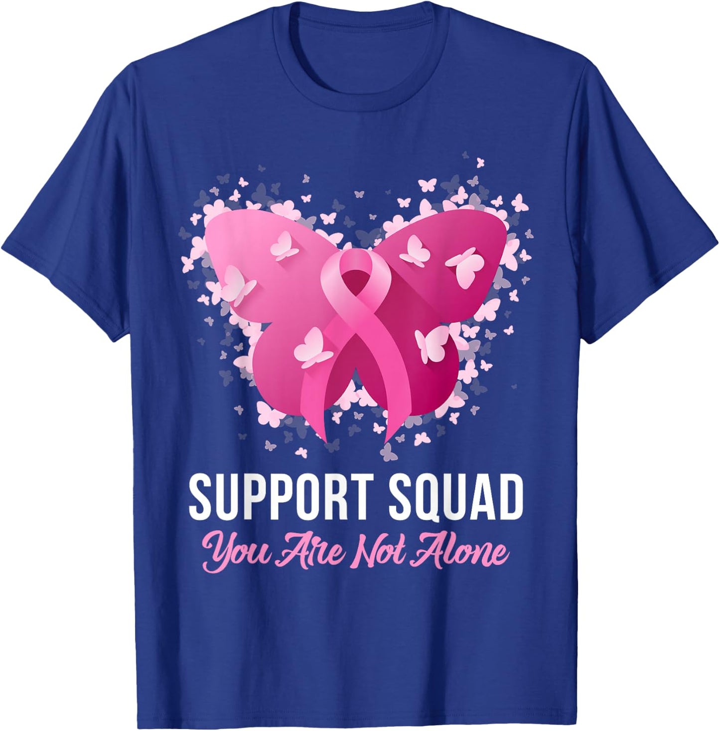 Support Squad Breast Cancer Awareness Pink Ribbon Butterfly T-Shirt - T-Shirt | Royal