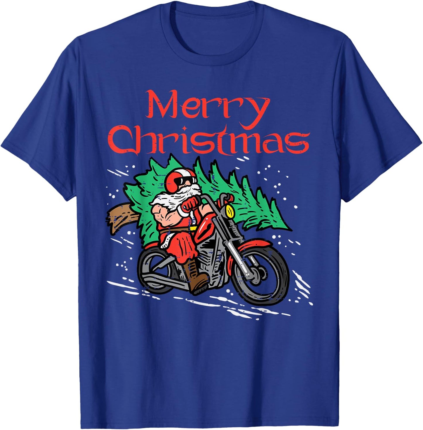 Merry Christmas Biker Santa Xmas Motorcycle Big Bike Dad Men T-Shirt - T-Shirt | Royal