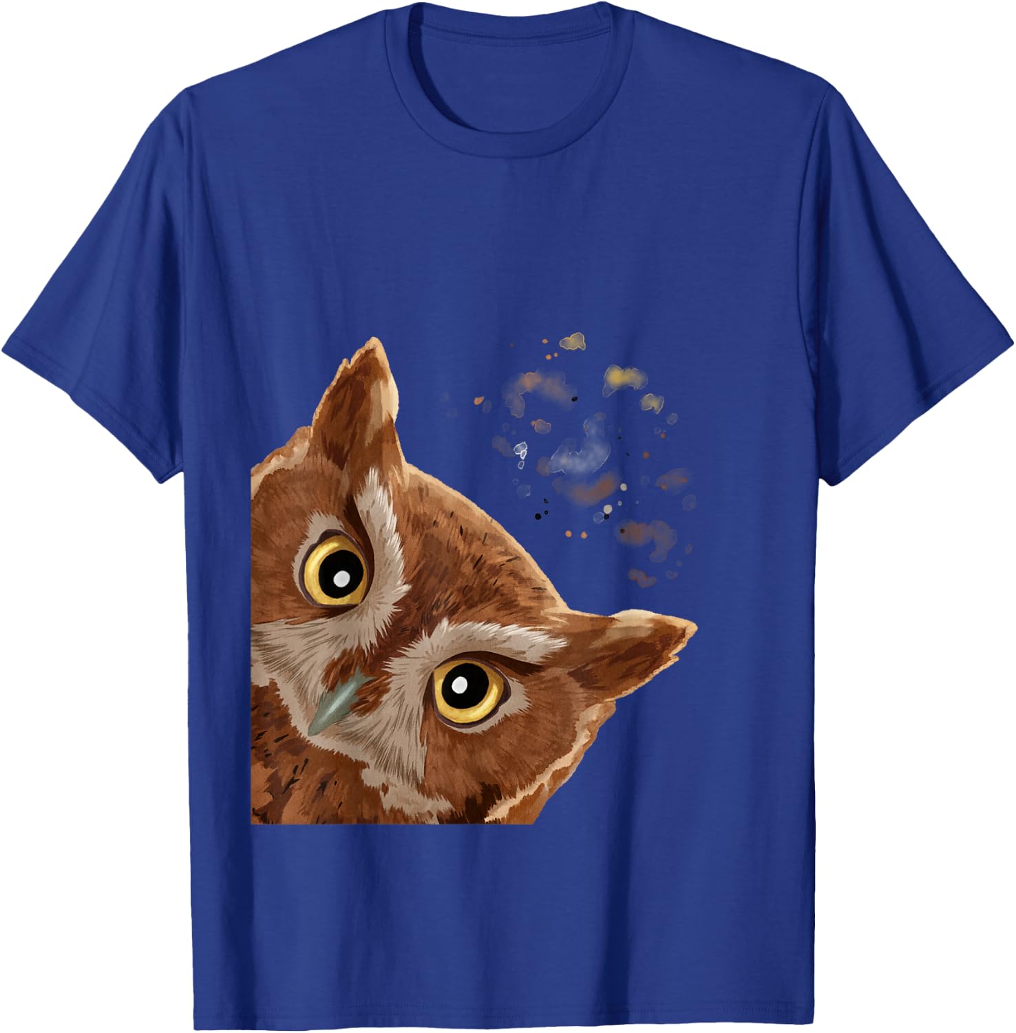 Funny Curious Screech Owl T-Shirt - T-Shirt | Royal