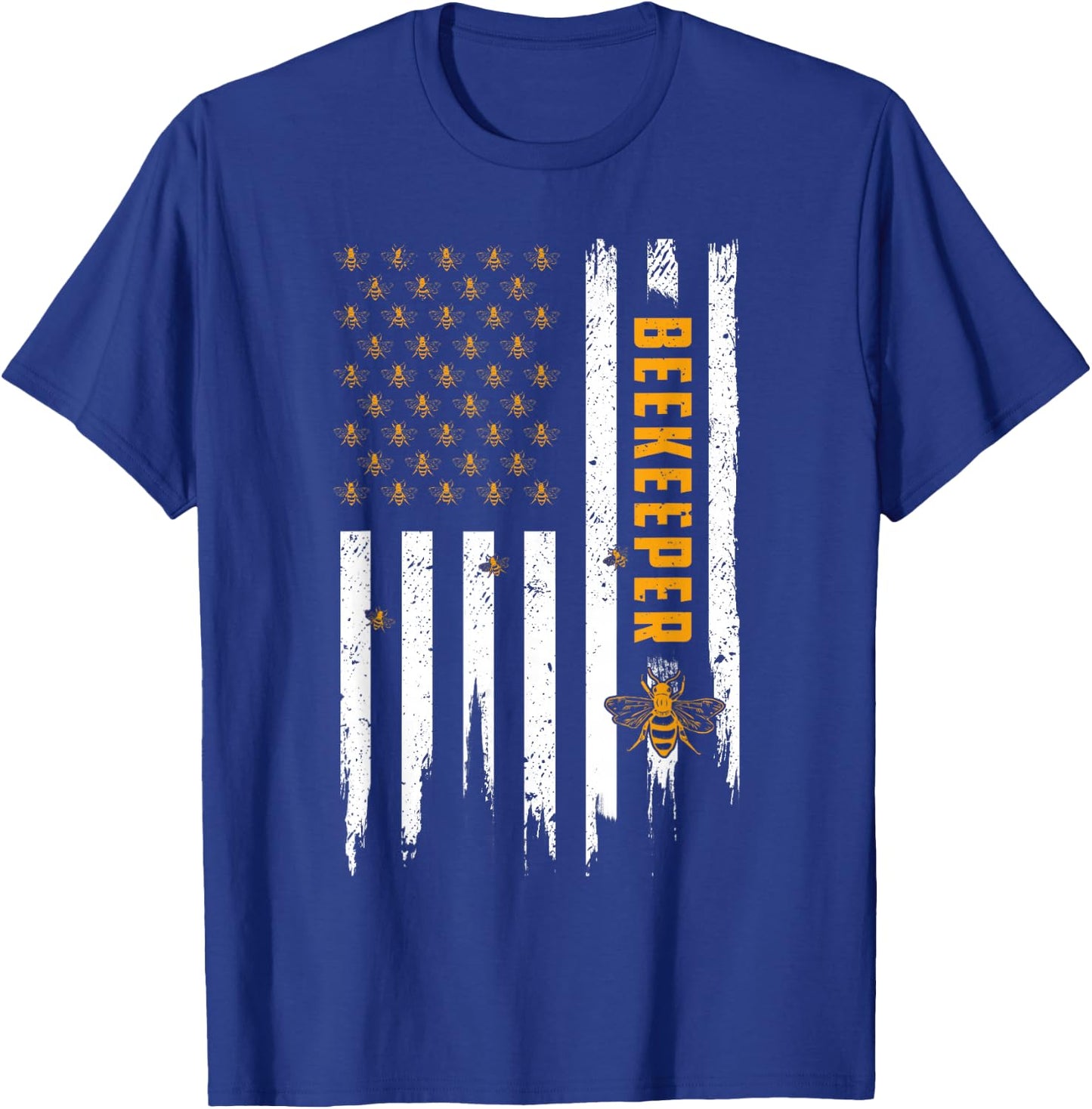 Beekeeping American Flag Honeycomb Honey Bees Beekeeper T-Shirt - T-Shirt | Royal