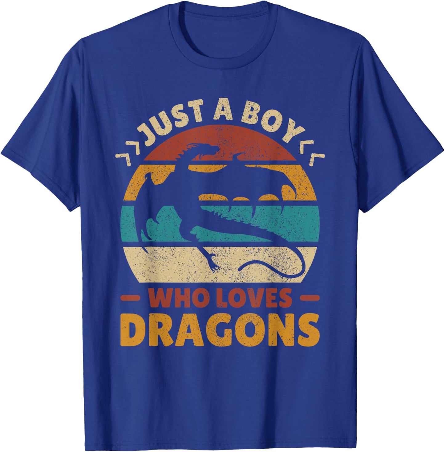 Just A Boy Who Loves Dragons Men Boys Kids Cute Retro Dragon T-Shirt - T-Shirt | Royal