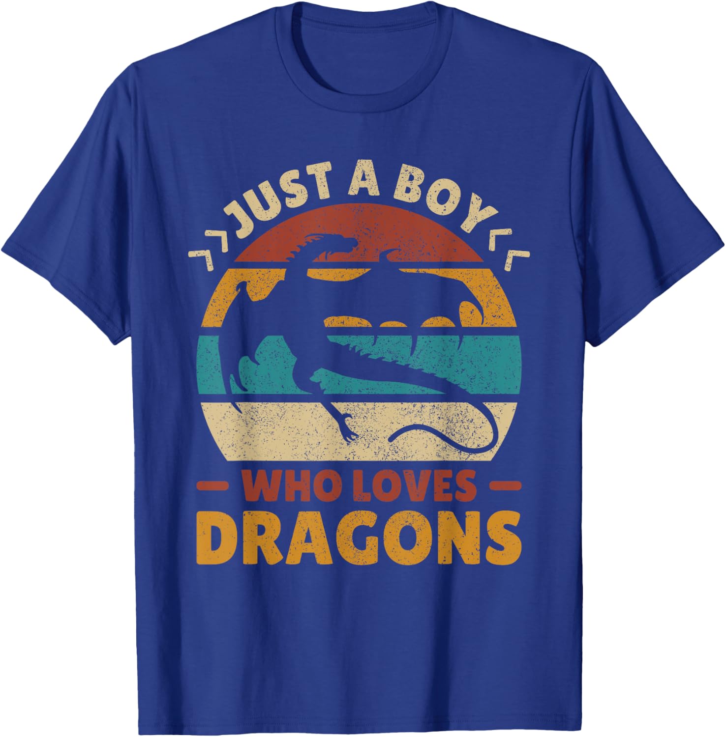 Just A Boy Who Loves Dragons Men Boys Kids Cute Retro Dragon T-Shirt - T-Shirt | Royal