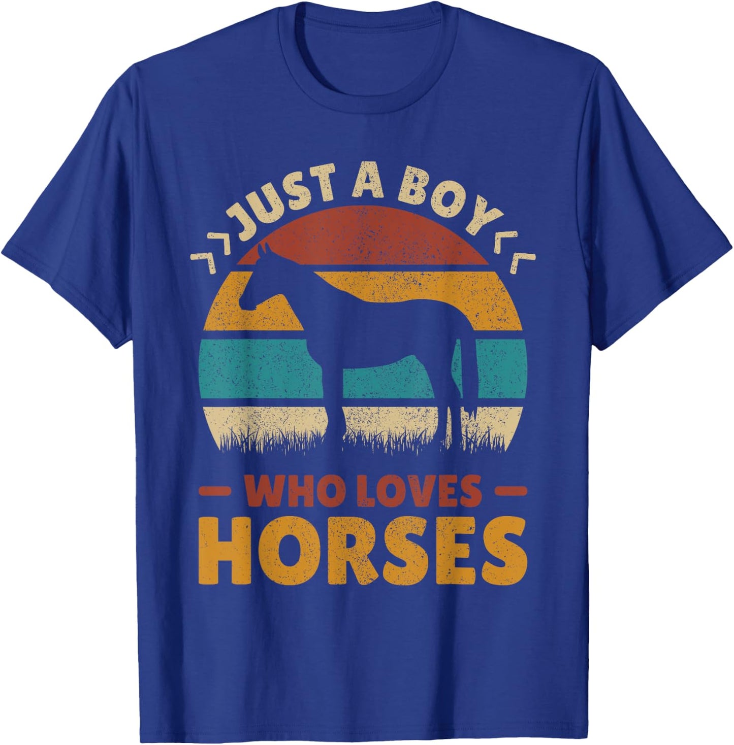 Just A Boy Who Loves Horses Men Horse Stuff Boys Horse Lover T-Shirt - T-Shirt | Royal