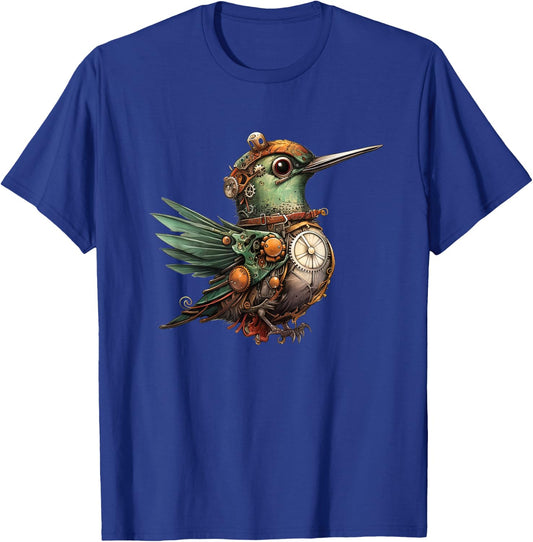 Hummingbird in steampunk mechanical gear vibrant hummingbird T-Shirt - T-Shirt | Royal