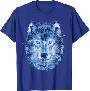 Wolf Animal Blue Watercolor Wolves Polygon Husky Dog Lover T-Shirt - T-Shirt | Royal