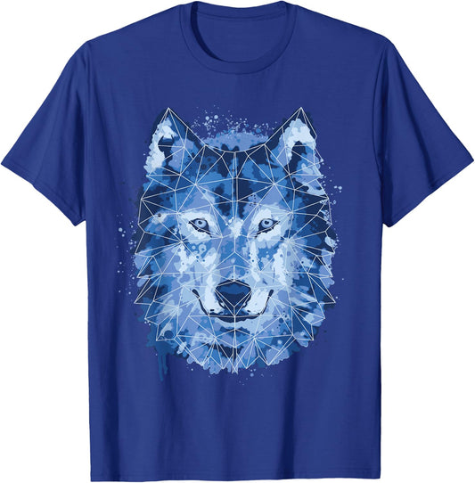 Wolf Animal Blue Watercolor Wolves Polygon Husky Dog Lover T-Shirt - T-Shirt | Royal
