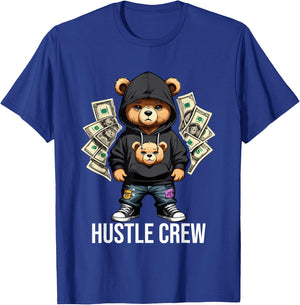 Money Hustle Crew Teddy Bear Gangster Dollar Hustler T-Shirt - T-Shirt | Royal