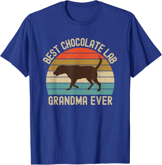 Best Chocolate Lab Grandma Ever Labrador Retriever Vintage T-Shirt - T-Shirt | Royal