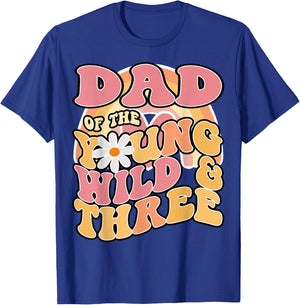 Daisy Birthday Dad Young Wild & 3 Boho 3rd Matching T-Shirt - T-Shirt | Royal