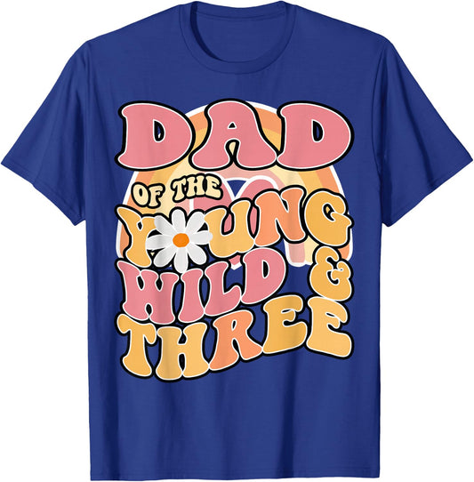 Daisy Birthday Dad Young Wild & 3 Boho 3rd Matching T-Shirt - T-Shirt | Royal