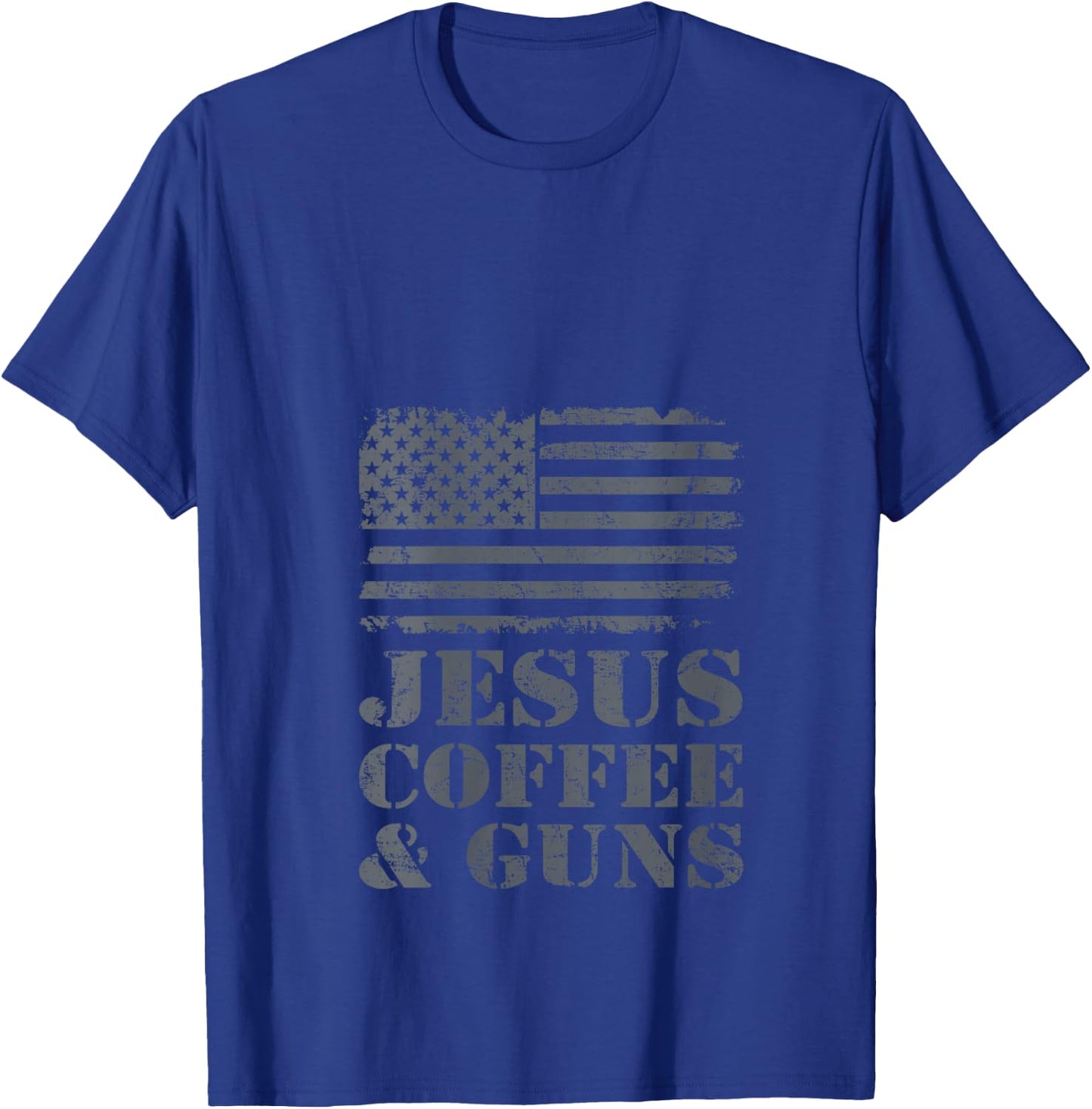 Jesus Coffee & Guns - Funny Christian Pro Gun USA Flag V-Neck T-Shirt - T-Shirt | Royal