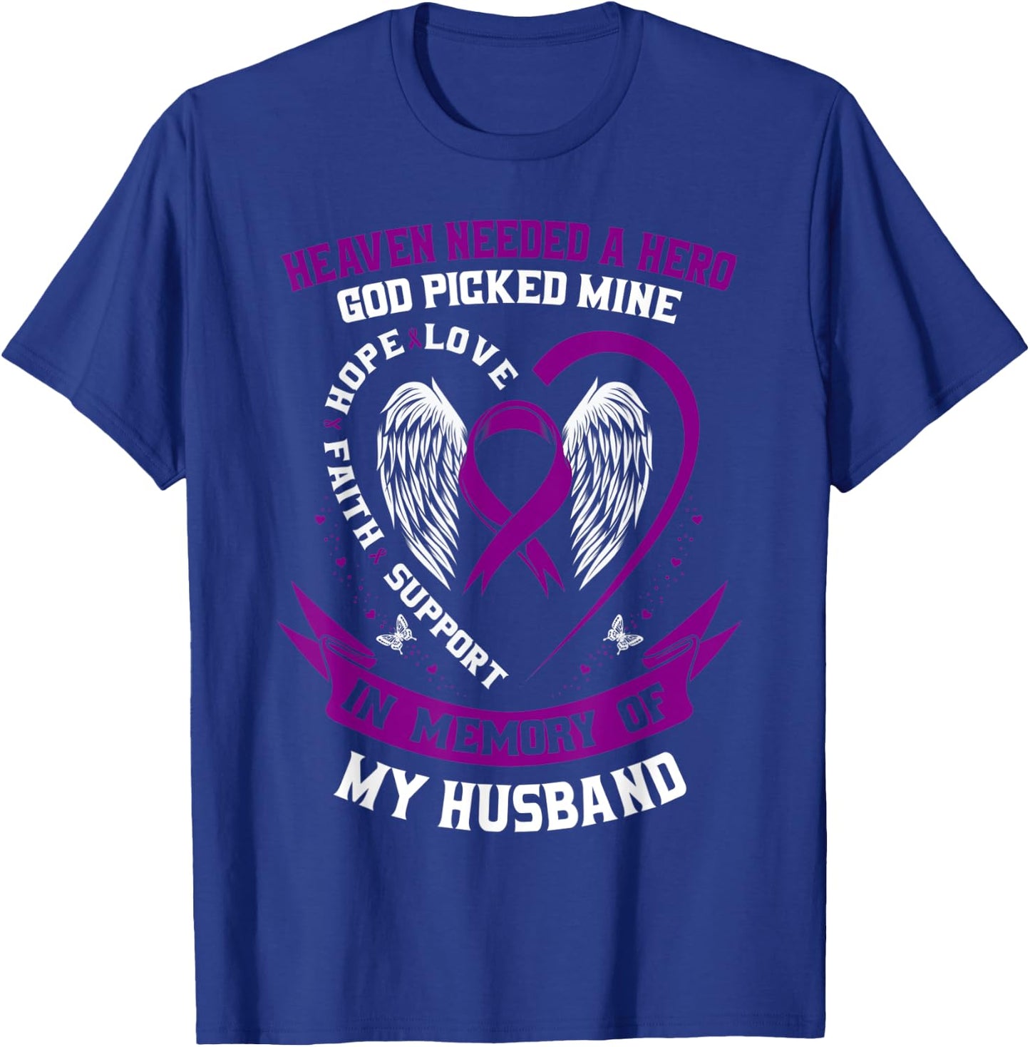 Purple In Memory of Husband Pancreatic Cancer Awareness Gift T-Shirt - T-Shirt | Royal