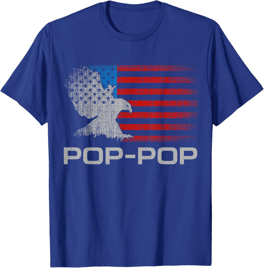 Pop-Pop Grandfather American Flag Patriotic Eagle Grandpa Men T-Shirt - T-Shirt | Royal