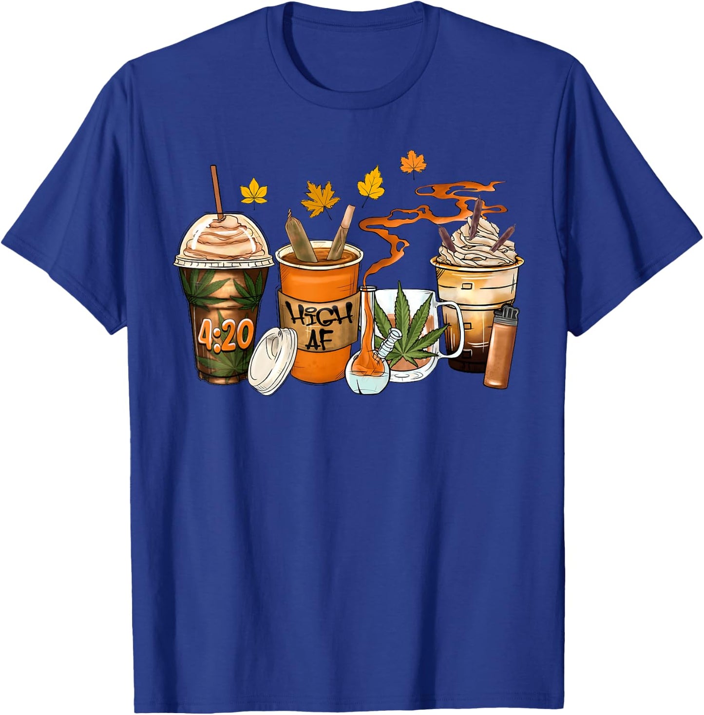 420 Marijuana Thanksgiving Weed Bong Pipe Pumpkin Spice Fall T-Shirt - T-Shirt | Royal