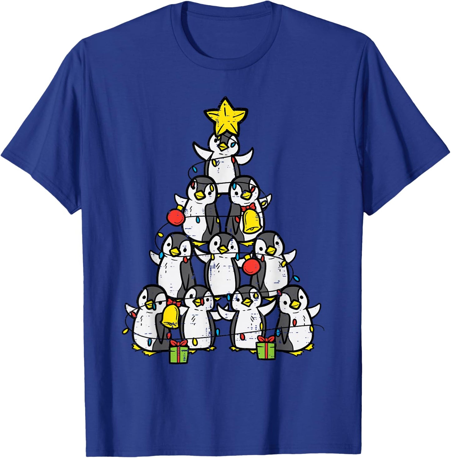 Penguin Christmas Tree Cute Xmas Women Girls T-Shirt - T-Shirt | Royal