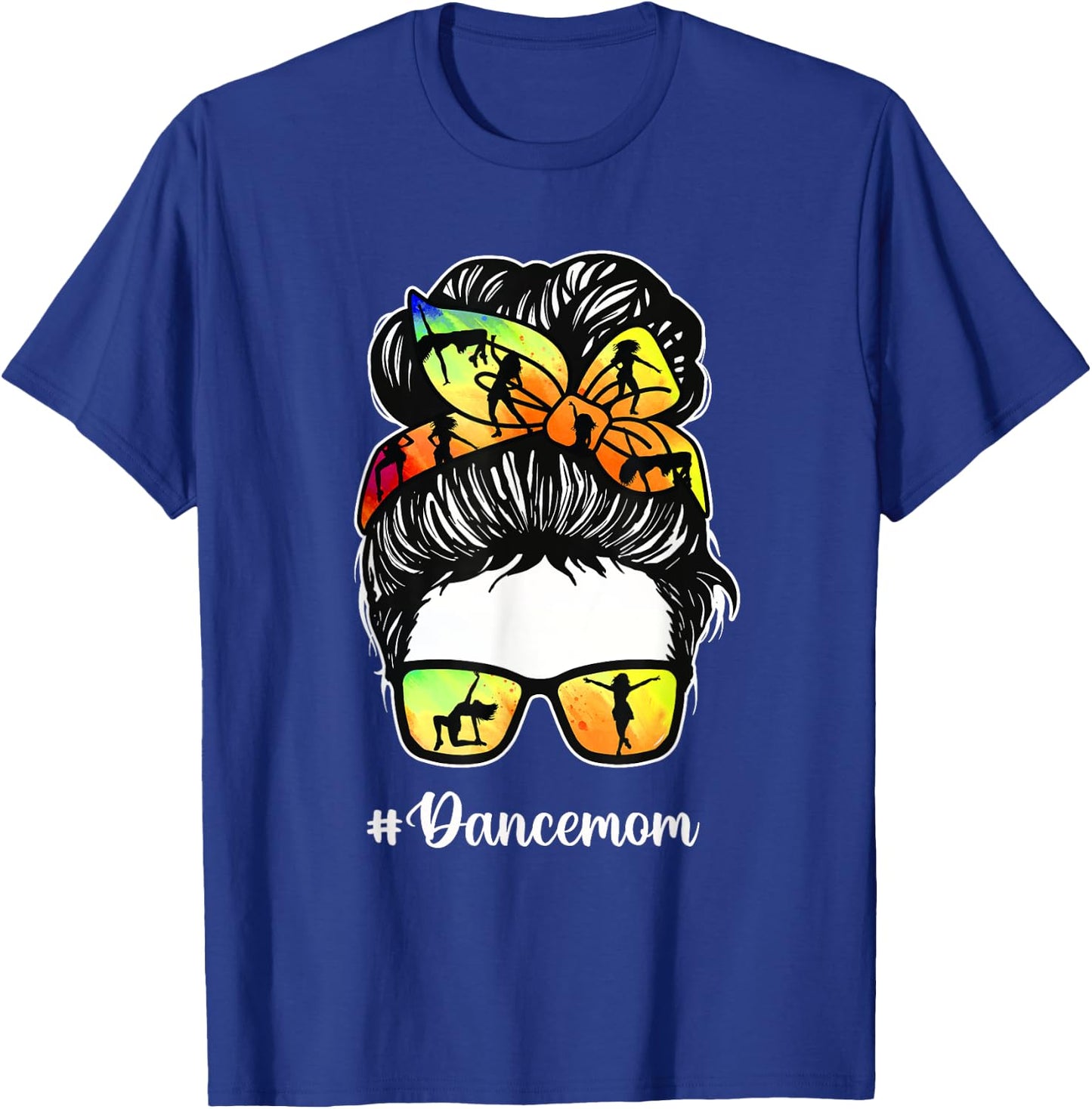 Dance Mom - Messy Hair Bun Dance Mother's Day Mama T-Shirt - T-Shirt | Royal