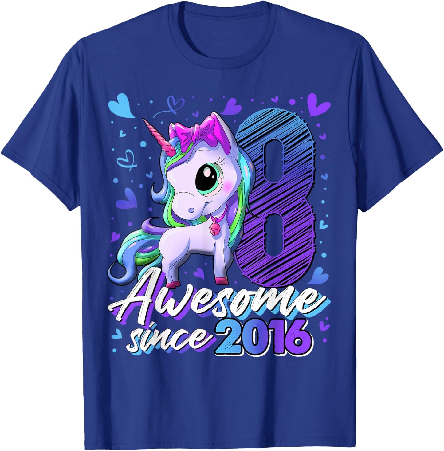 8 Years Old Flossing Unicorn Gifts 8th Birthday Girl Party T-Shirt - T-Shirt | Royal