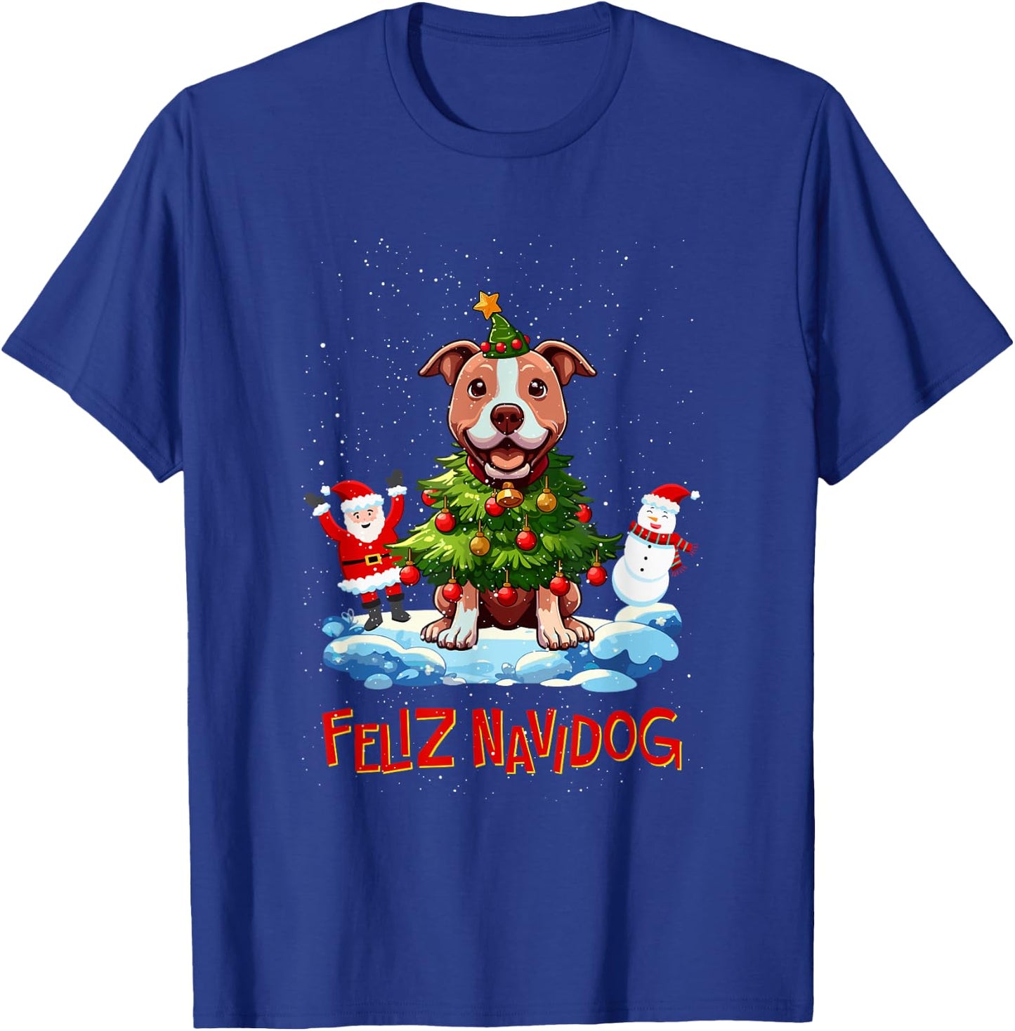 Pitbull Pittie Merry Christmas Tree Lights Dog X-Mas Dogs T-Shirt - T-Shirt | Royal