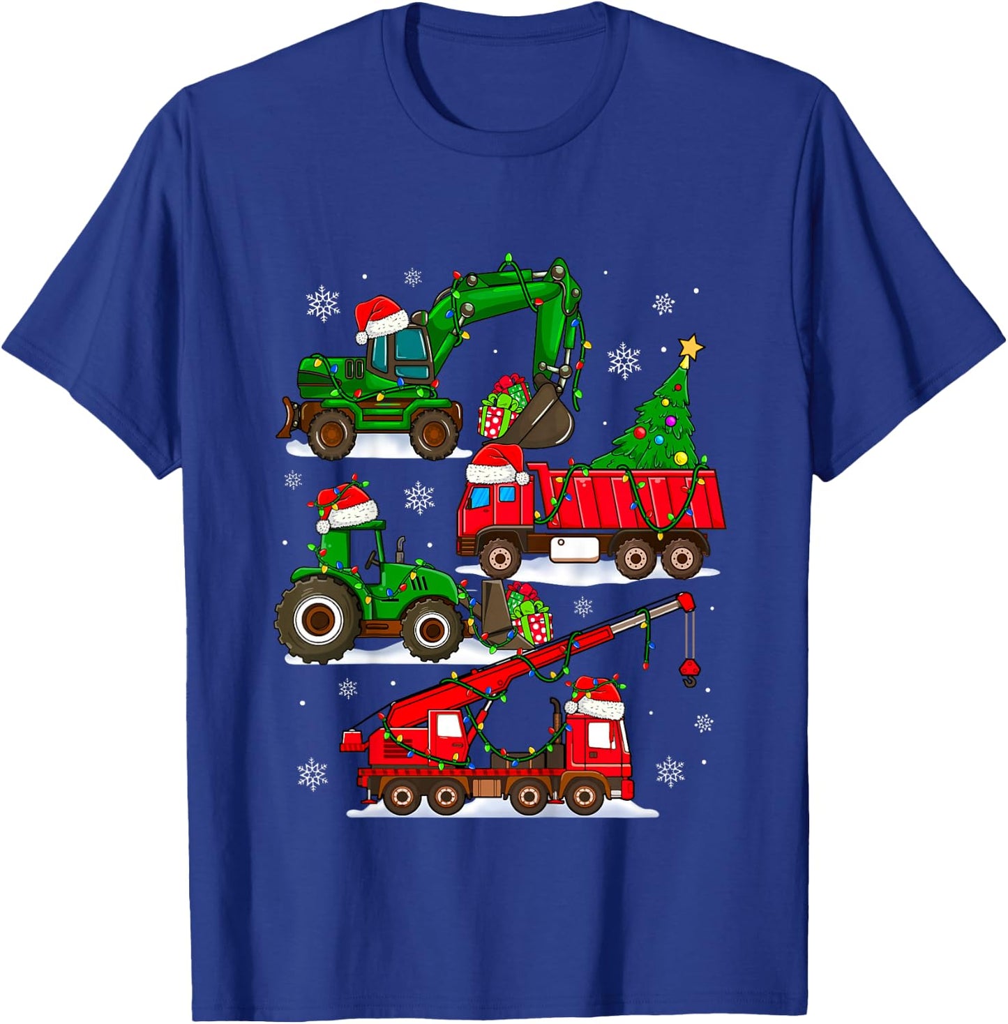 Kids Construction Excavator Christmas Tree for Boys Girls Toddler T-Shirt - T-Shirt | Royal