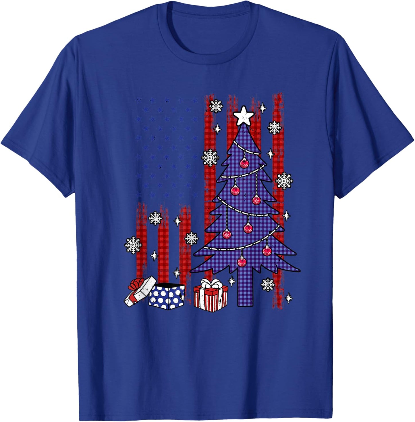 American Christmas Flag Patriotic Family Holiday Party T-Shirt - T-Shirt | Royal